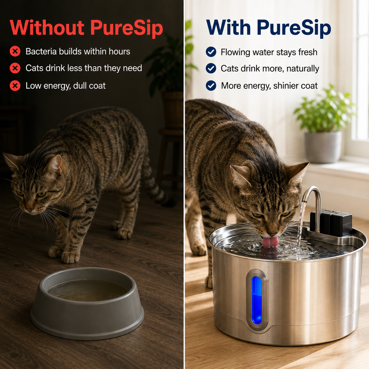 PureSip Flowing Water Fountain for Cats