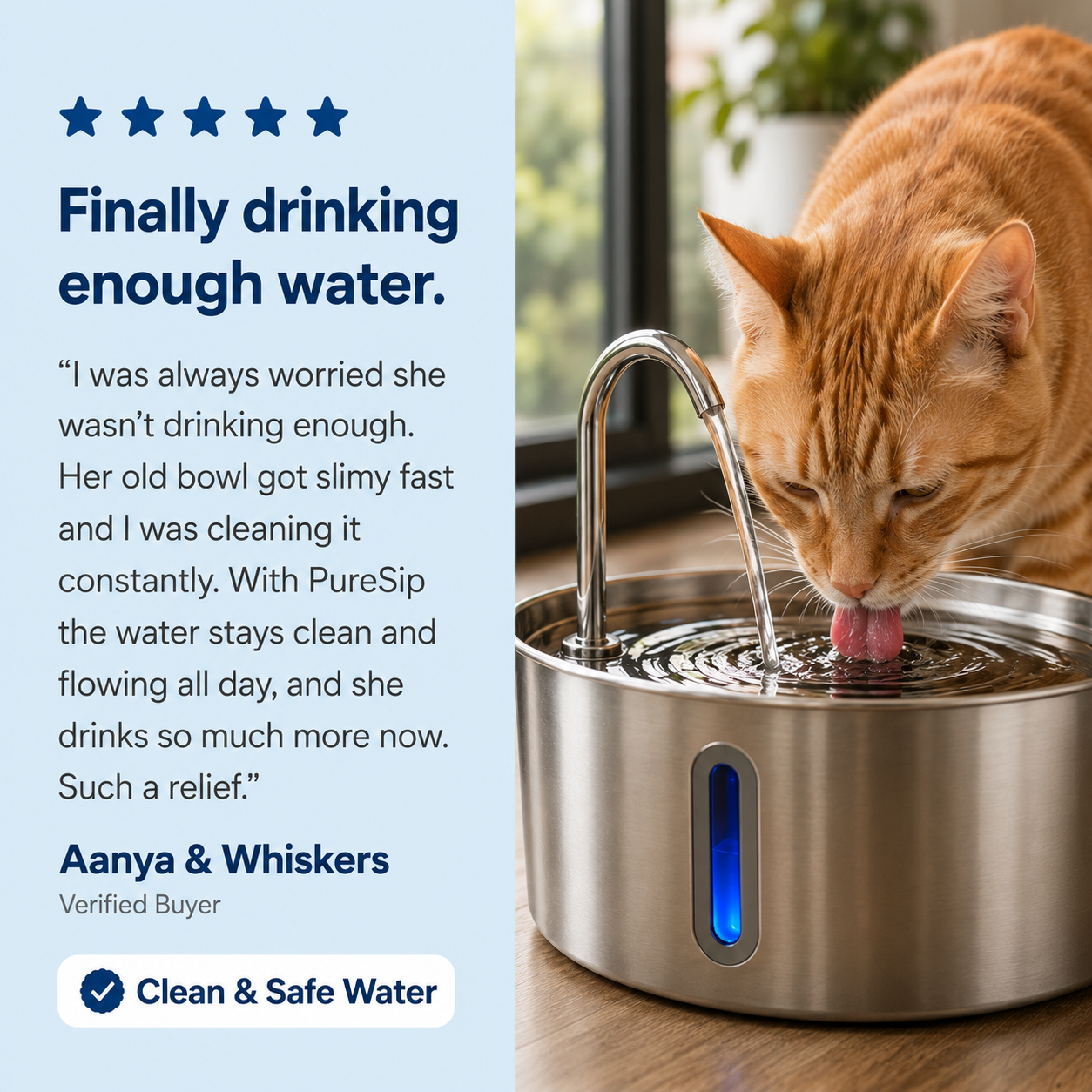 PureSip Flowing Water Fountain for Cats