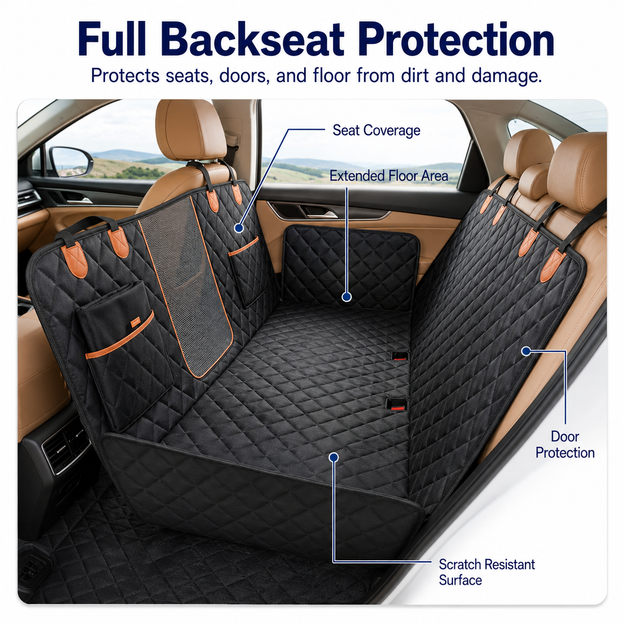 FurFort BackSeat Pro — Waterproof Dog Car Seat Cover