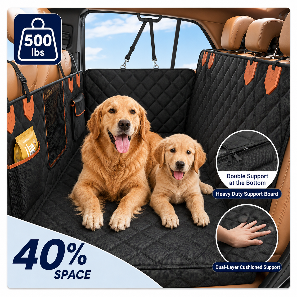 FurFort BackSeat Pro — Waterproof Dog Car Seat Cover