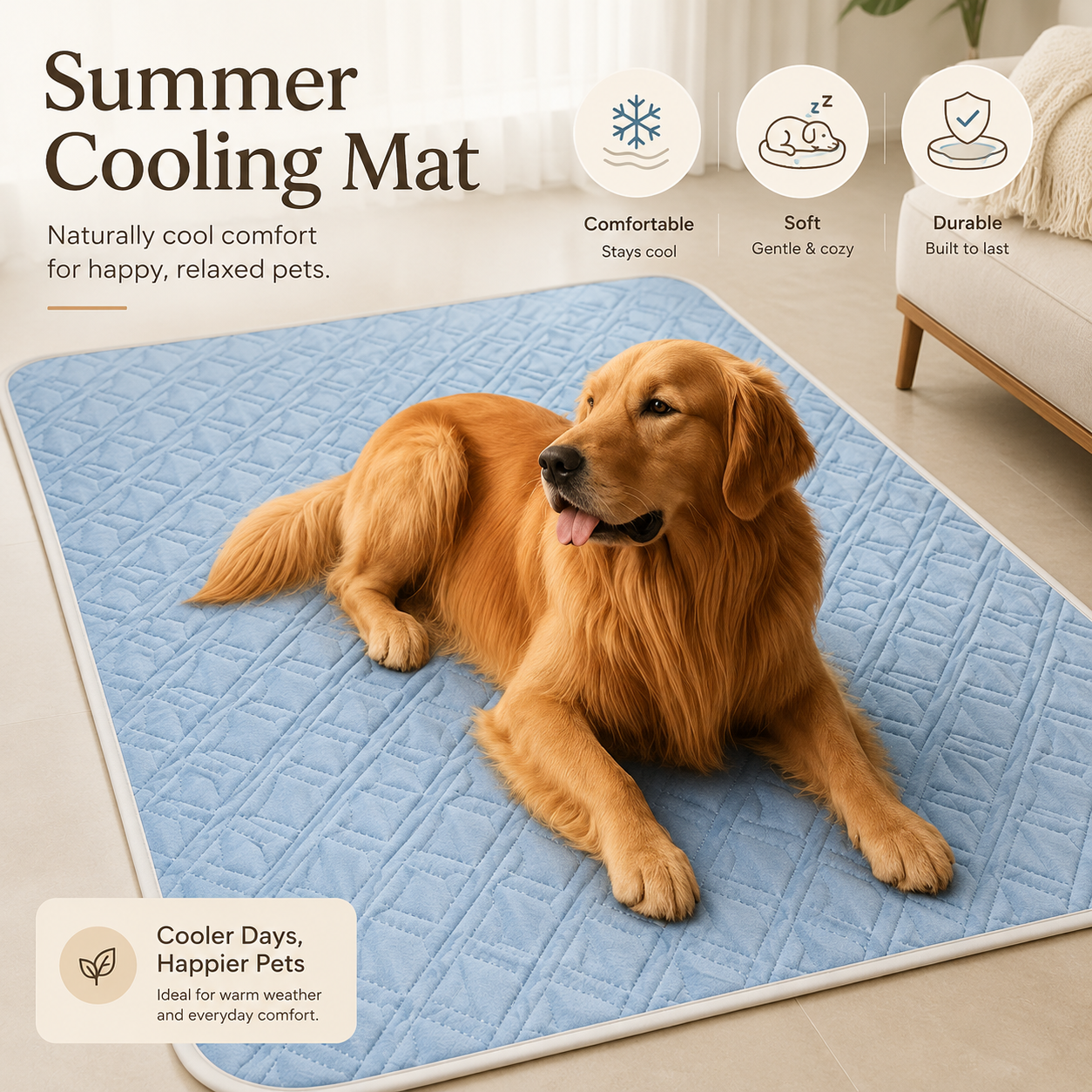 ChillNest Cooling Mat for Dogs & Cats | Self-Cooling Pet Bed Pad