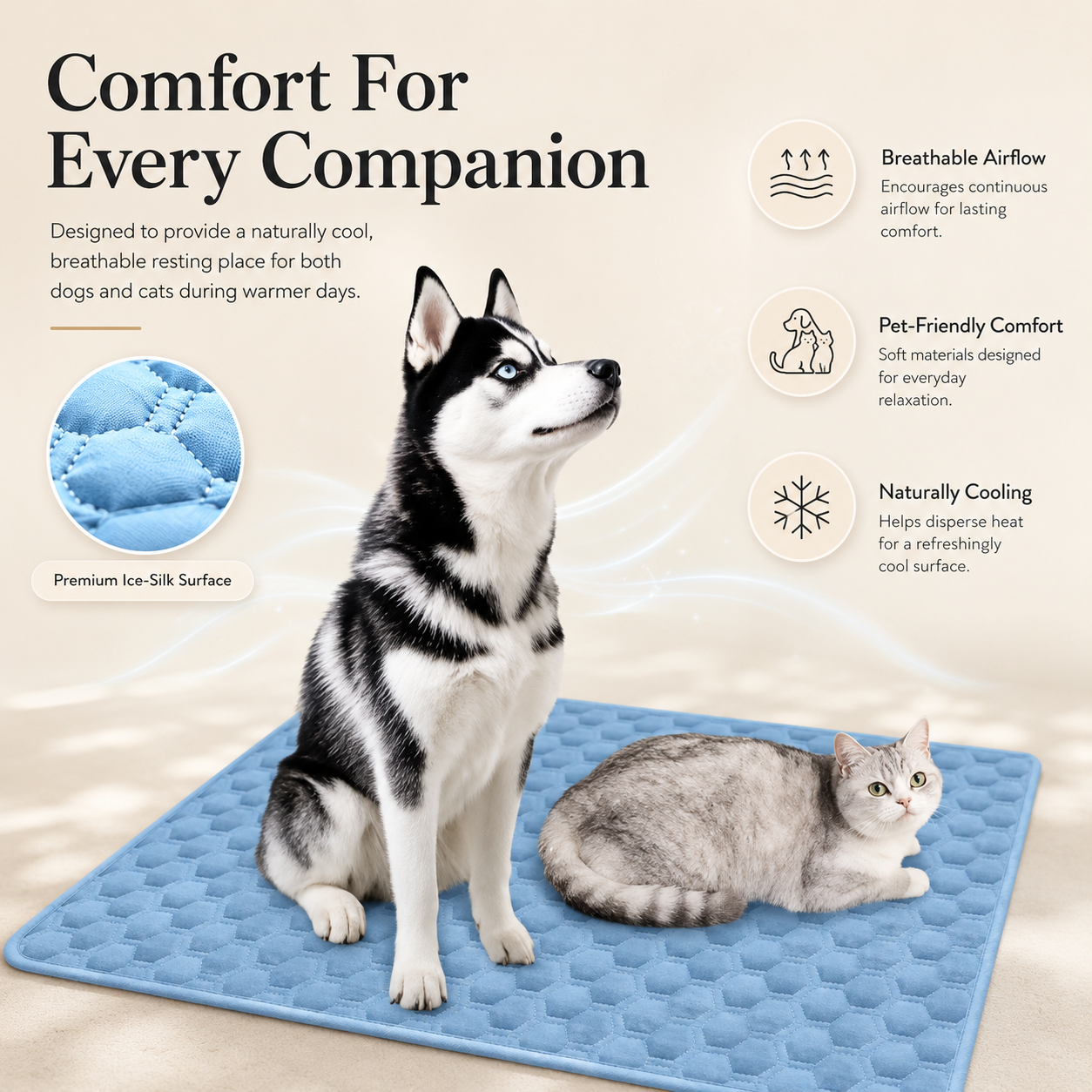 ChillNest Cooling Mat for Dogs & Cats | Self-Cooling Pet Bed Pad